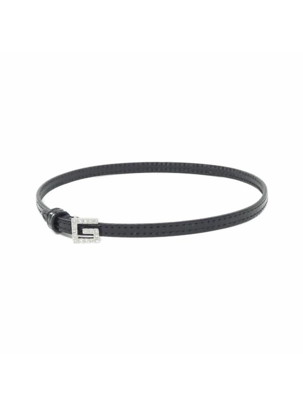 NEW GUCCI Choker Black Leather Crystals G 100% Authentic Square